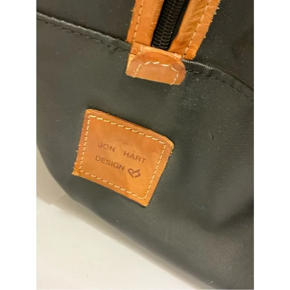 Jon Hart Design Black Duffel with Tan Leather Accents